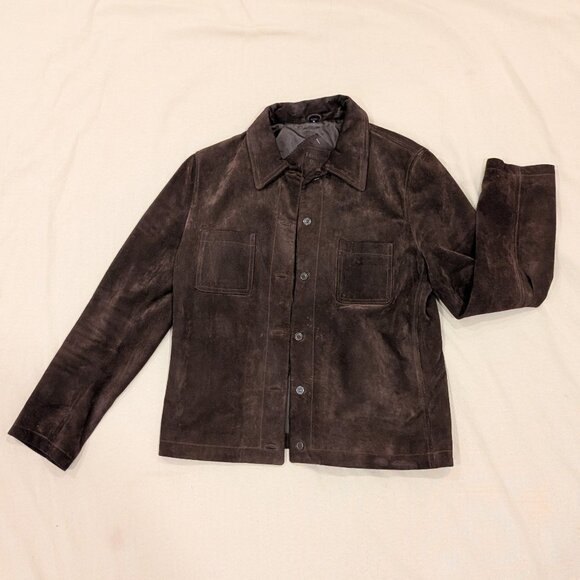 Brown Suede Leather Fall Coat - Women's sz M - Picture 1 of 14